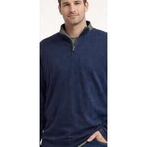 Tommy Bahama 1/4 Zip Pullover Sweater Mens Blue Casual Island Soft Size Large